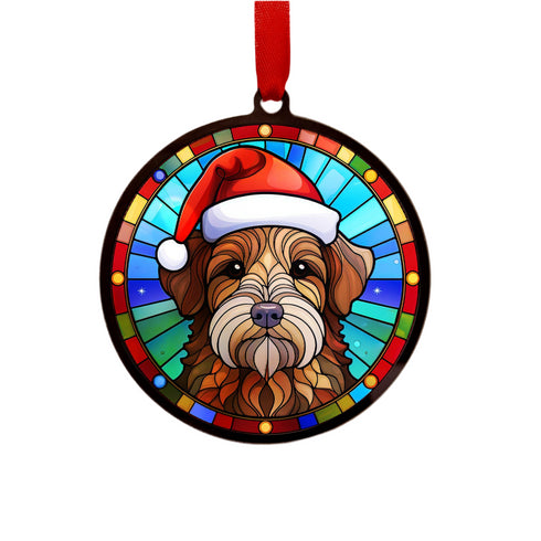 Welsh Terrier in Santa Hat Suncatcher Decoration